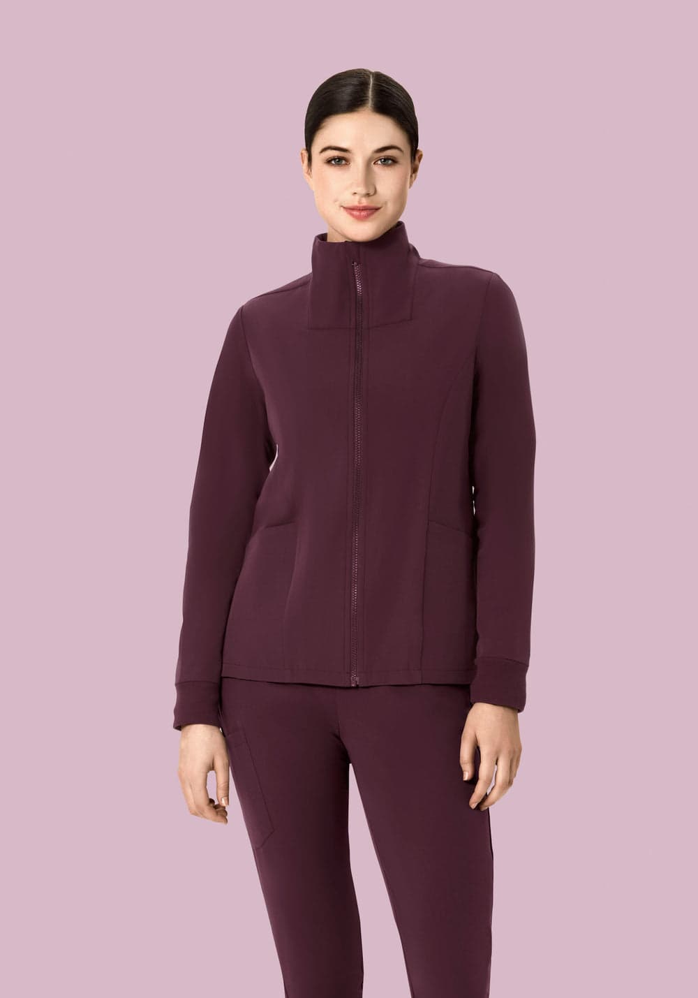 Kadın Modern Scrub Ceket — Merlot Bordosu