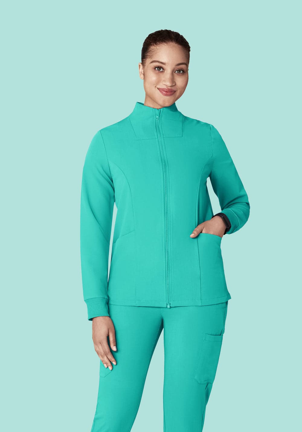 Kadın Modern Scrub Ceket — Cerrahi Yeşil