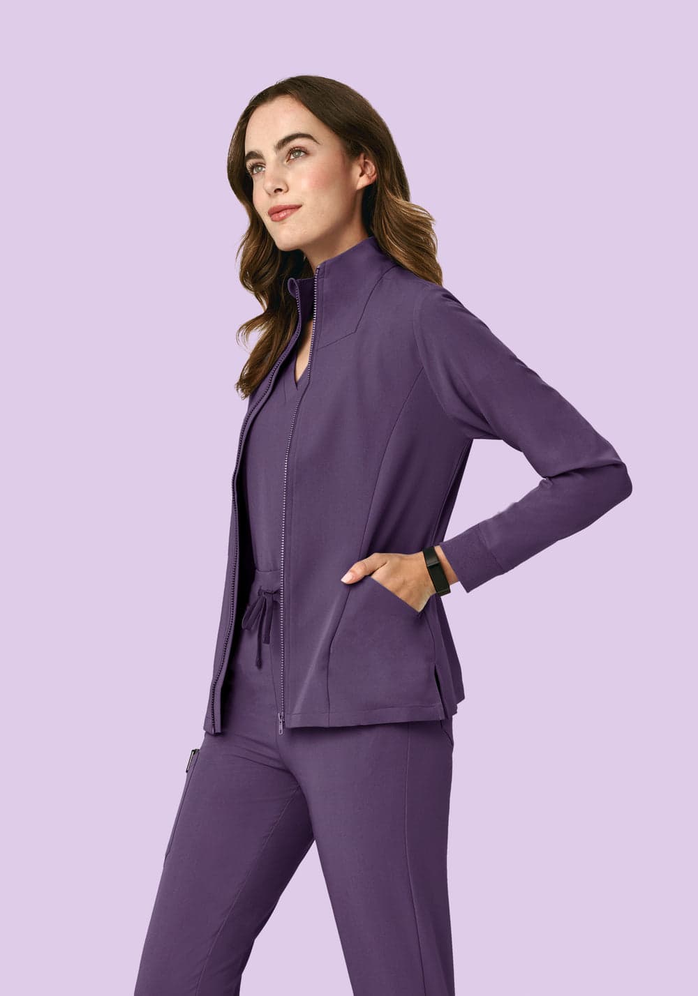 Kadın Modern Scrub Ceket — Böğürtlen