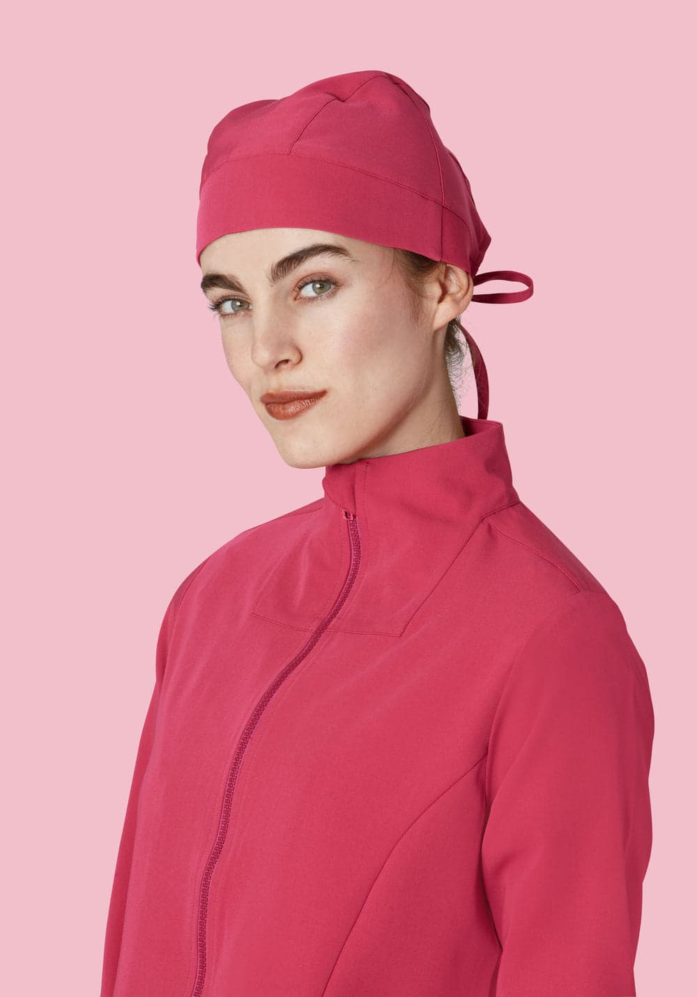 Kadın Modern Scrub Ceket — Koyu Gül