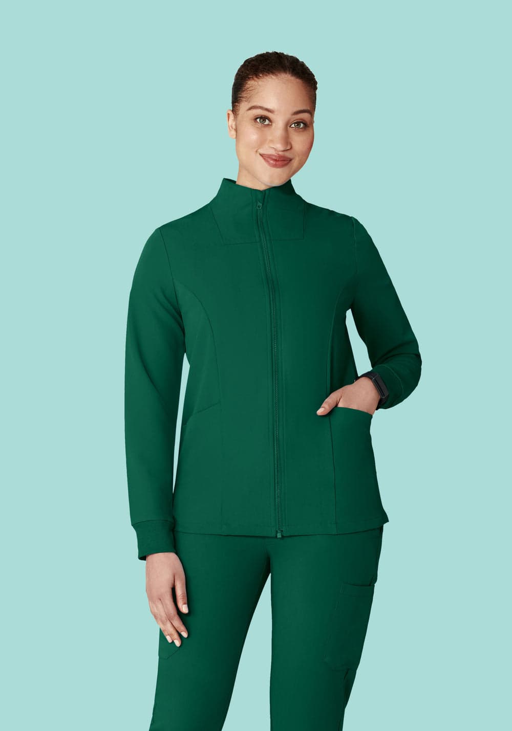 Kadın Modern Scrub Ceket — Avcı Yeşili