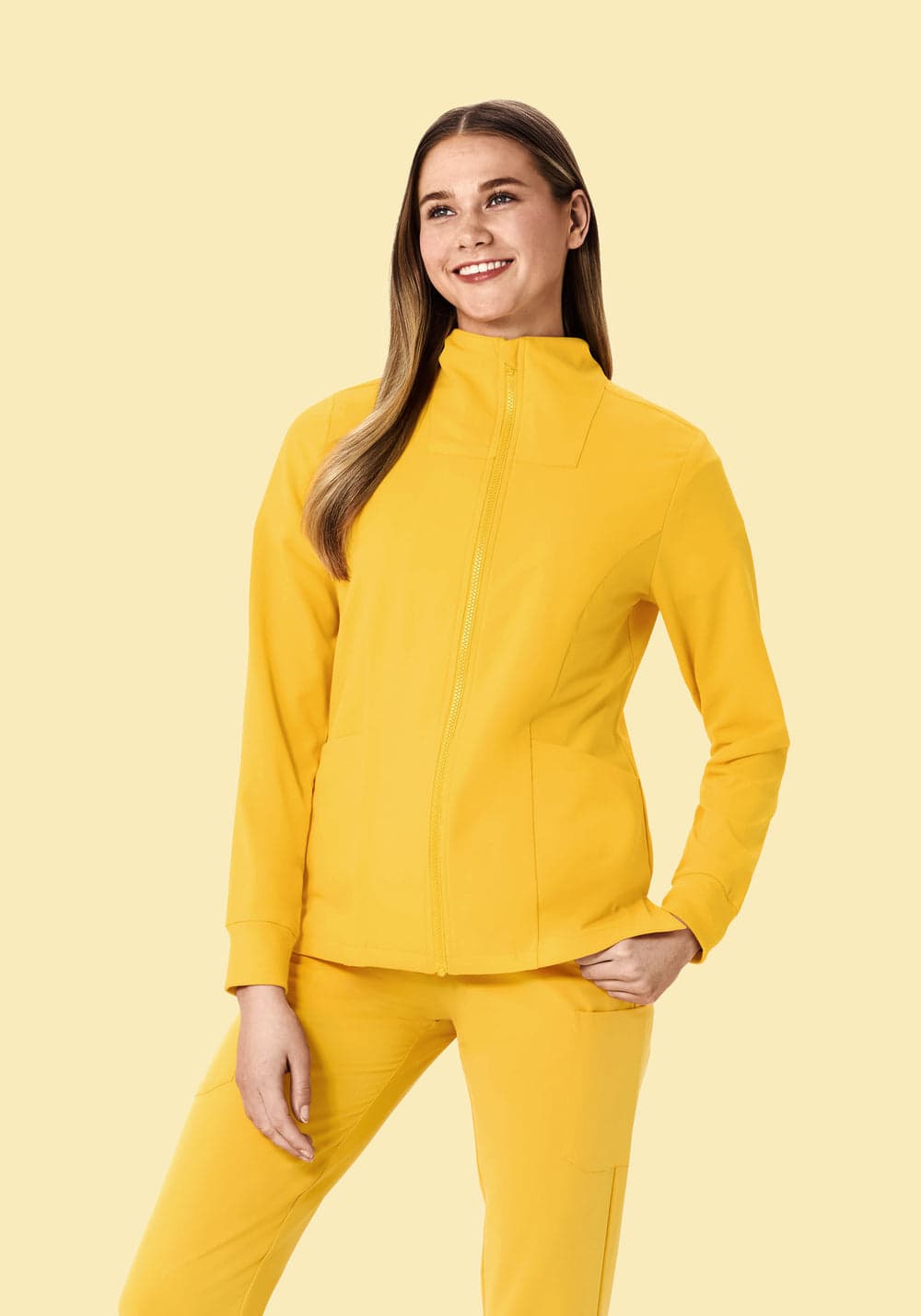 Kadın Modern Scrub Ceket — Nergis Sarısı
