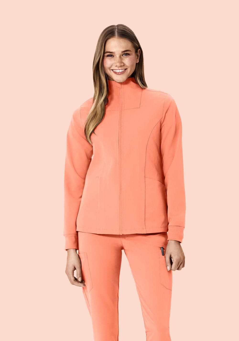 Kadın Modern Scrub Ceket — Şeftali