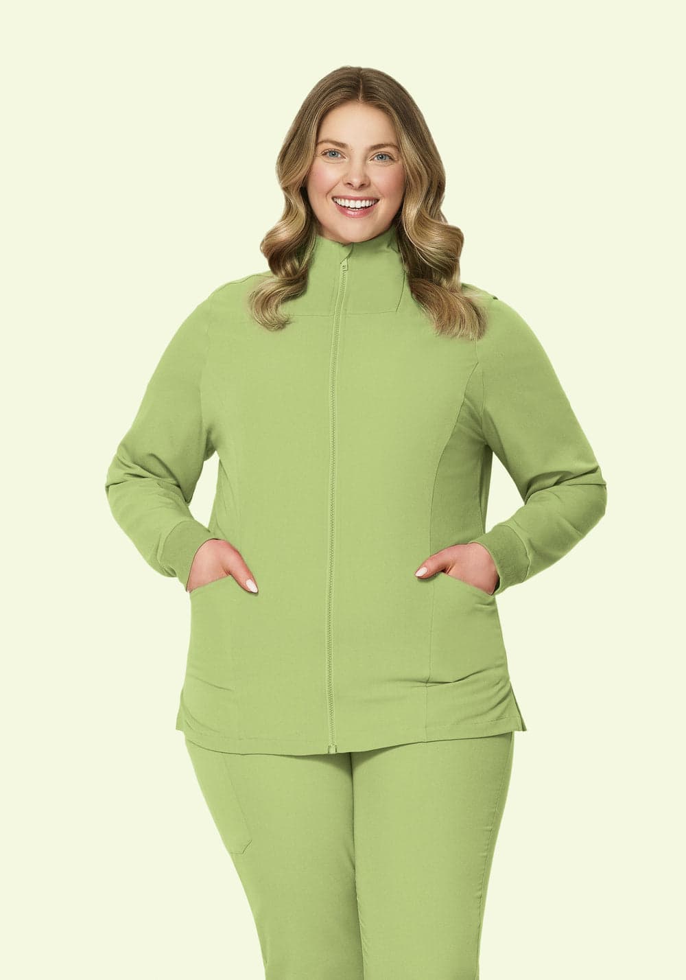 Kadın Modern Scrub Ceket — Eğrelti Yeşili