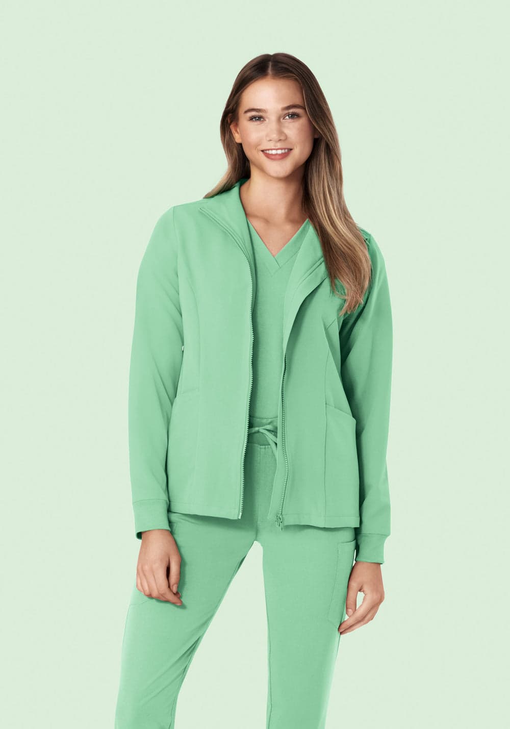 Kadın Modern Scrub Ceket — Mint Yeşili