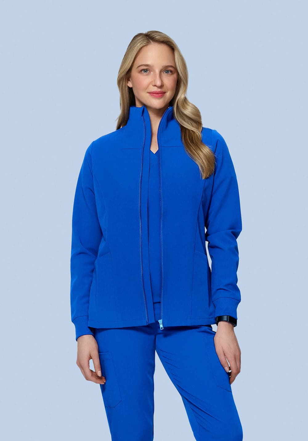Kadın Modern Scrub Ceket — Saks Mavisi