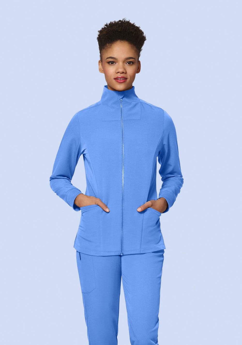 Kadın Modern Scrub Ceket — Buz Mavisi