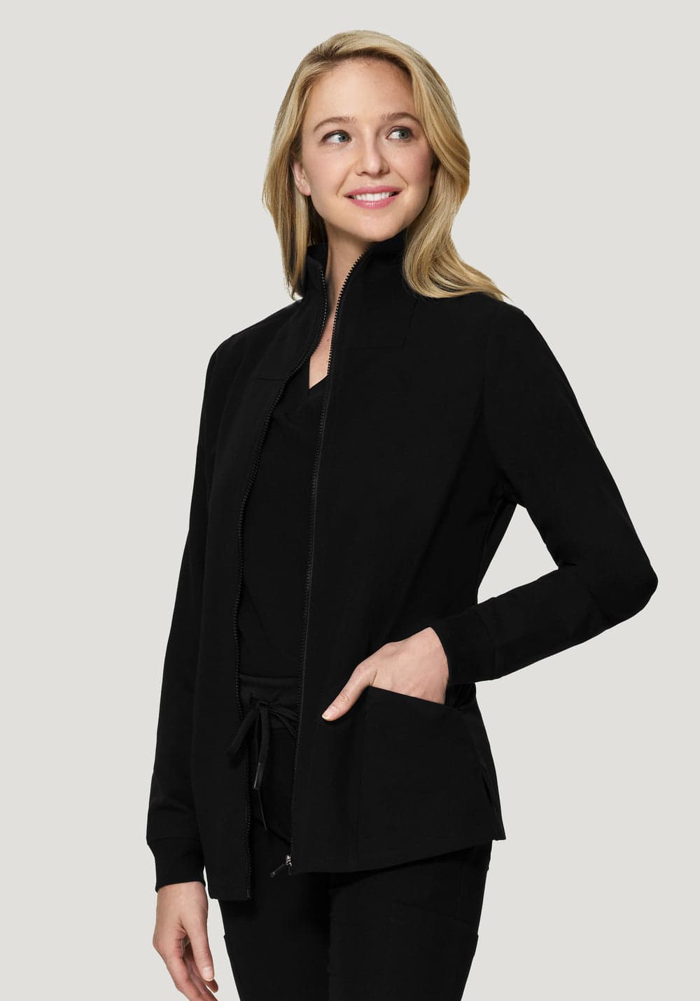 Kadın Modern Scrub Ceket — Siyah