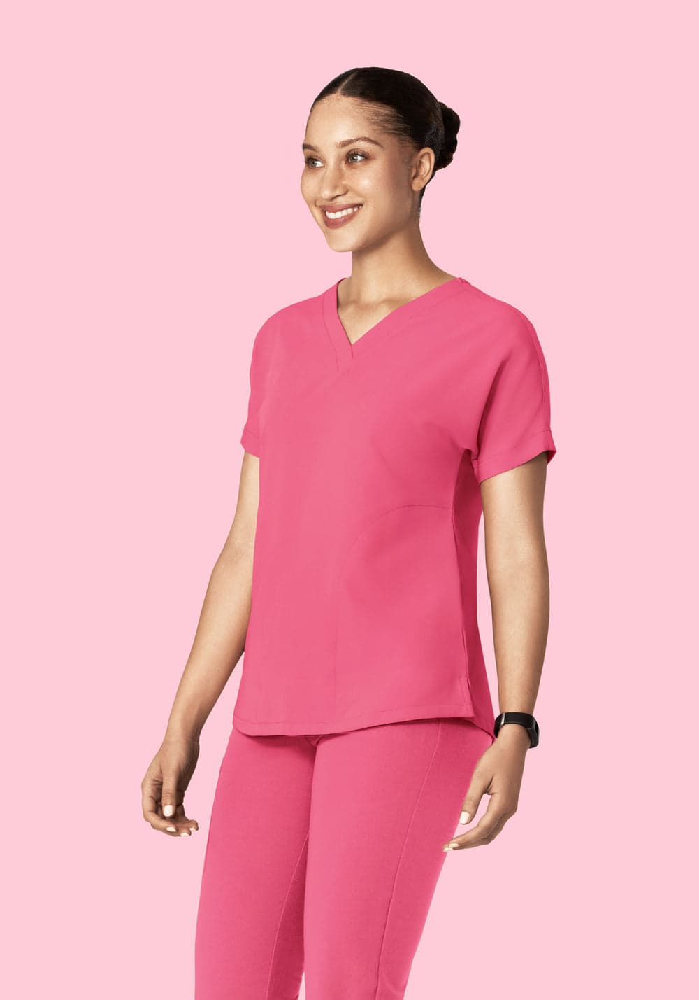 Oversize V Yaka Scrub Üst — Sakız Pembesi