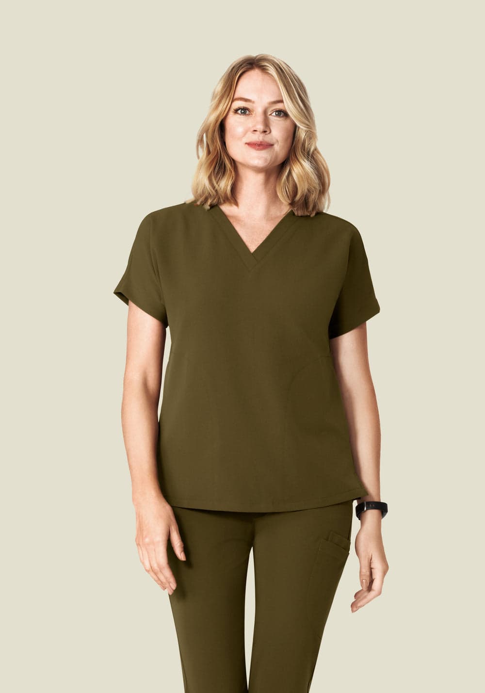 Oversize V Yaka Scrub Üst — Manzanilla Yeşili