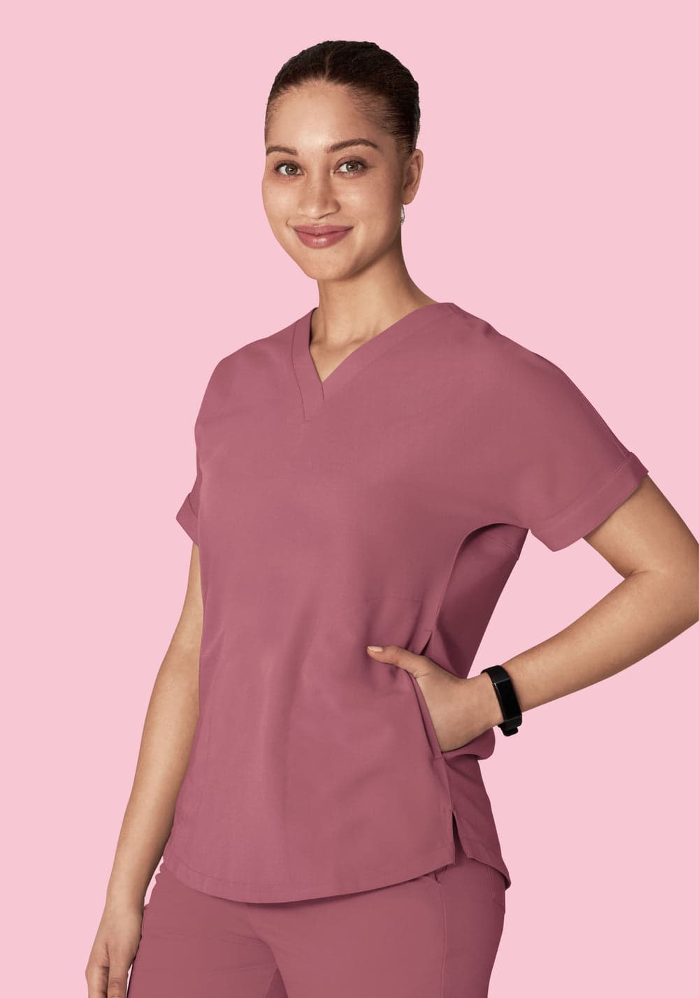 Oversize V Yaka Scrub Üst — Lila
