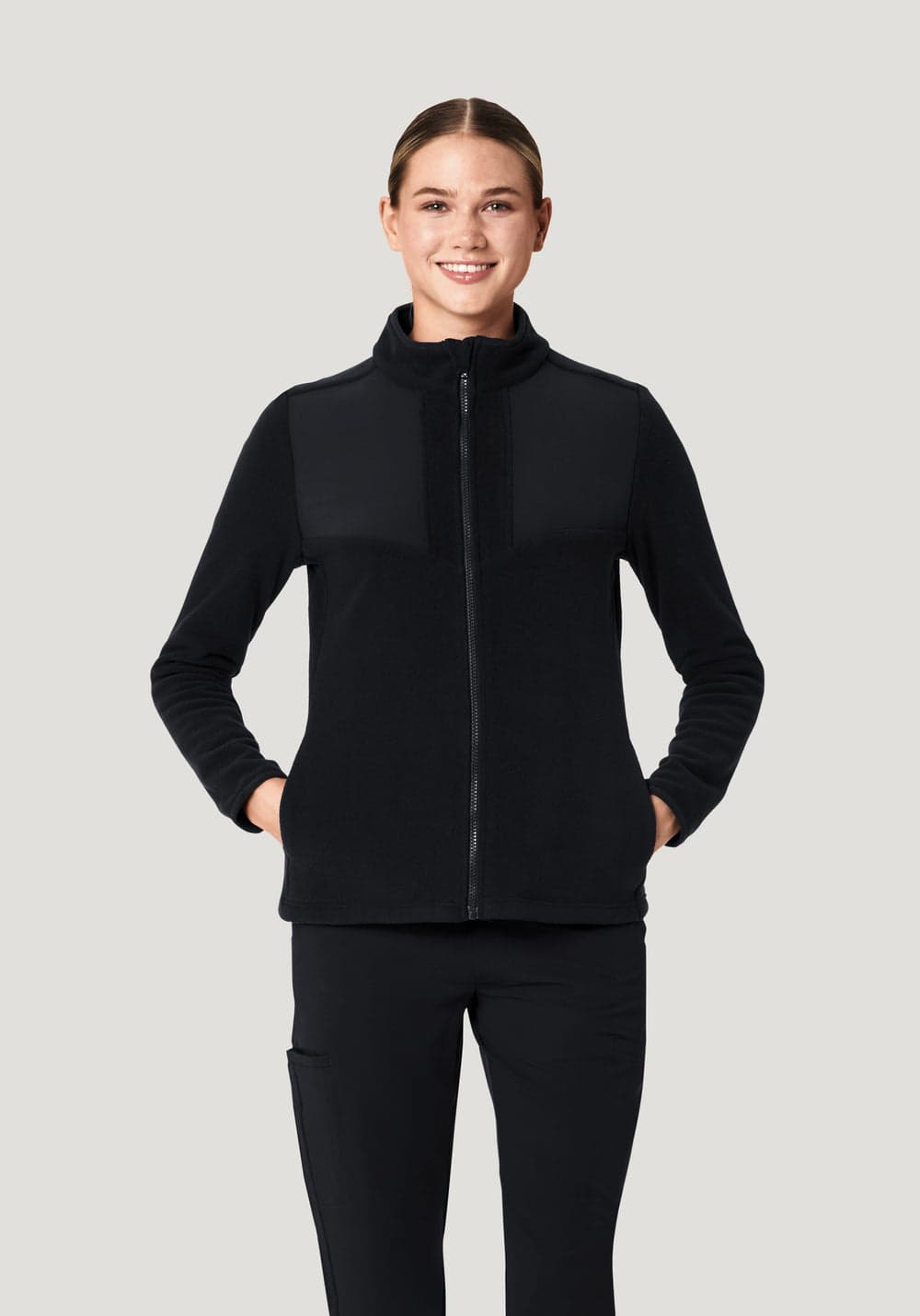 Kadın Polar Scrub Ceket — Siyah