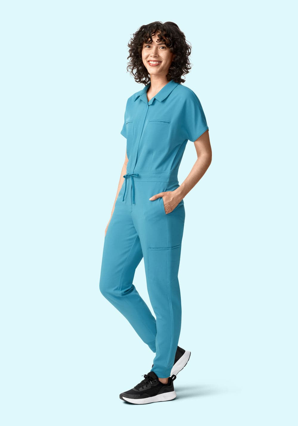 Kadın Scrub Tulum — Dalga Mavisi