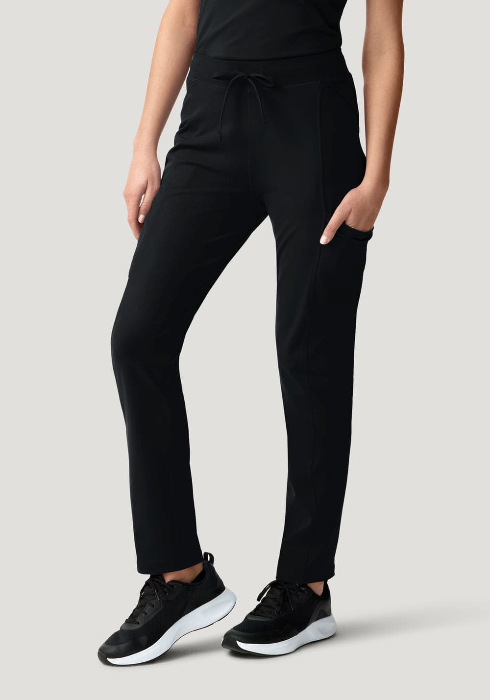 Soft Stretch Düz Paça Scrub Pantolon — Siyah