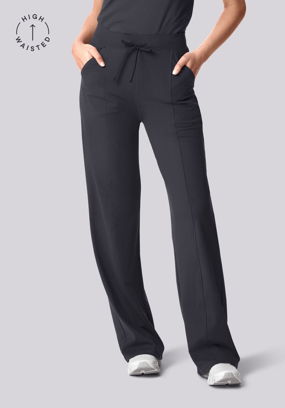 Soft Stretch Yüksek Bel Bol Paça Pantolon — Kurşun Grisi