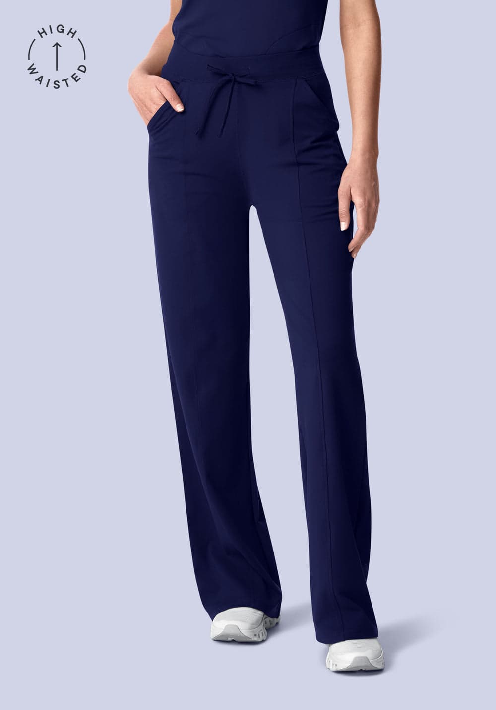 Soft Stretch Yüksek Bel Bol Paça Pantolon — Lacivert