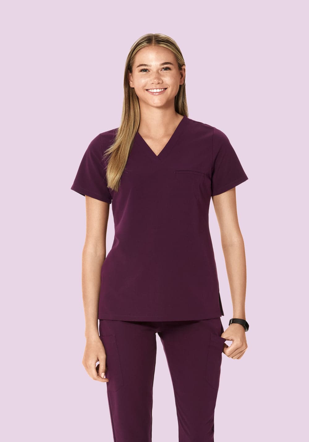 Tek Cepli Scrub Üst — Açai Moru