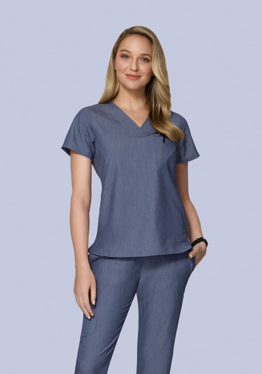 Tek Cepli Scrub Üst — Kırçıllı Denim