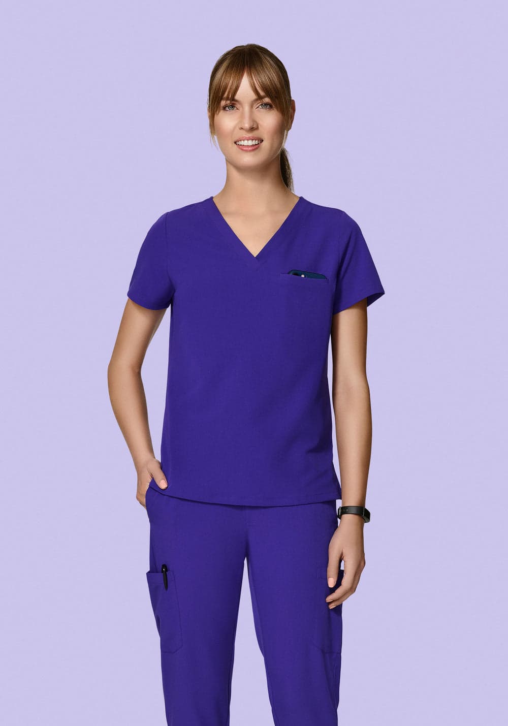 Tek Cepli Scrub Üst — Üzüm Moru