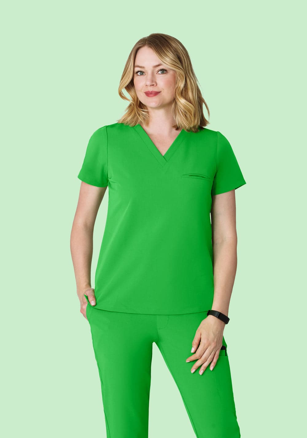 Tek Cepli Scrub Üst — Çimen Yeşili