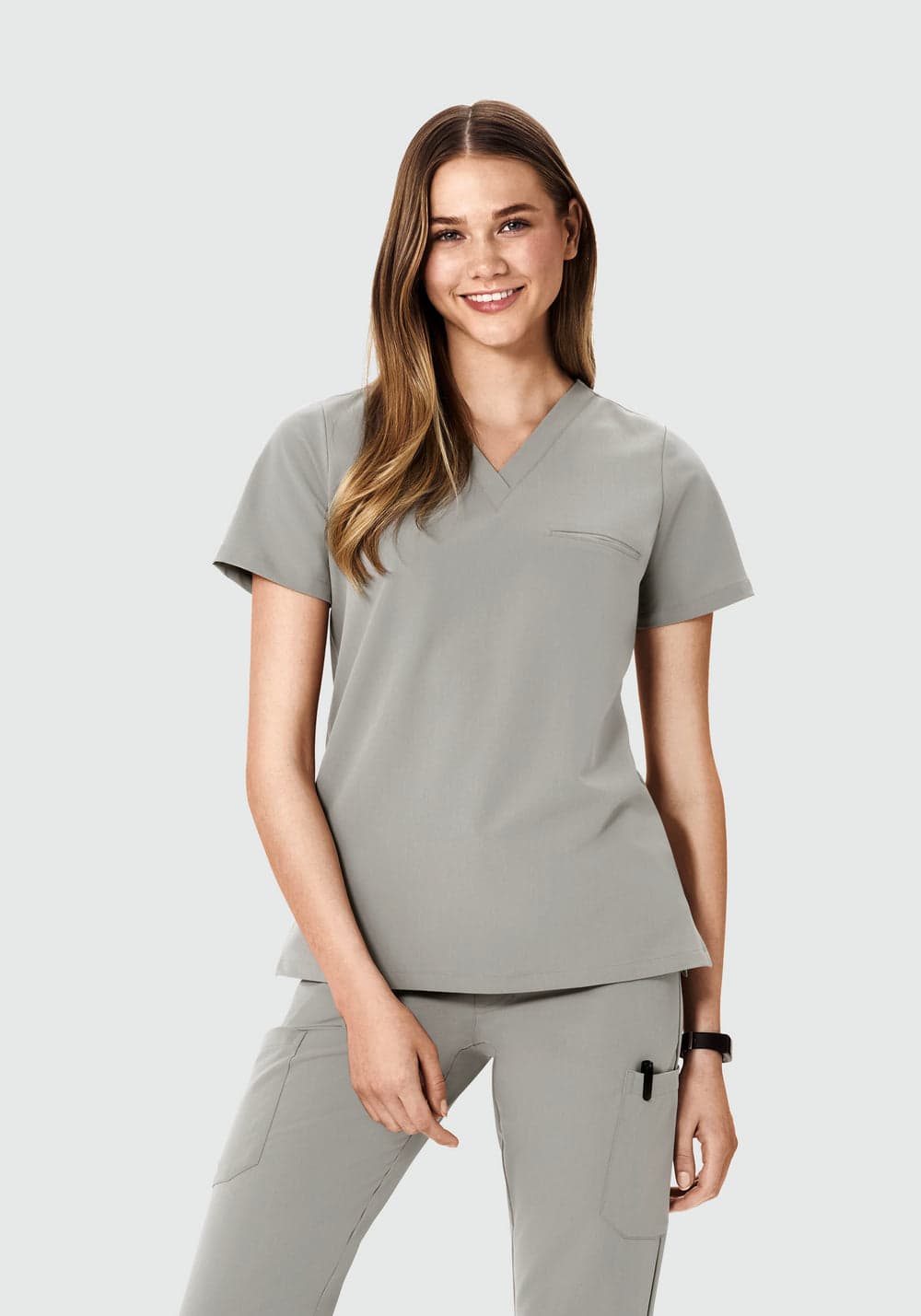 Tek Cepli Scrub Üst — Çakmaktaşı Grisi