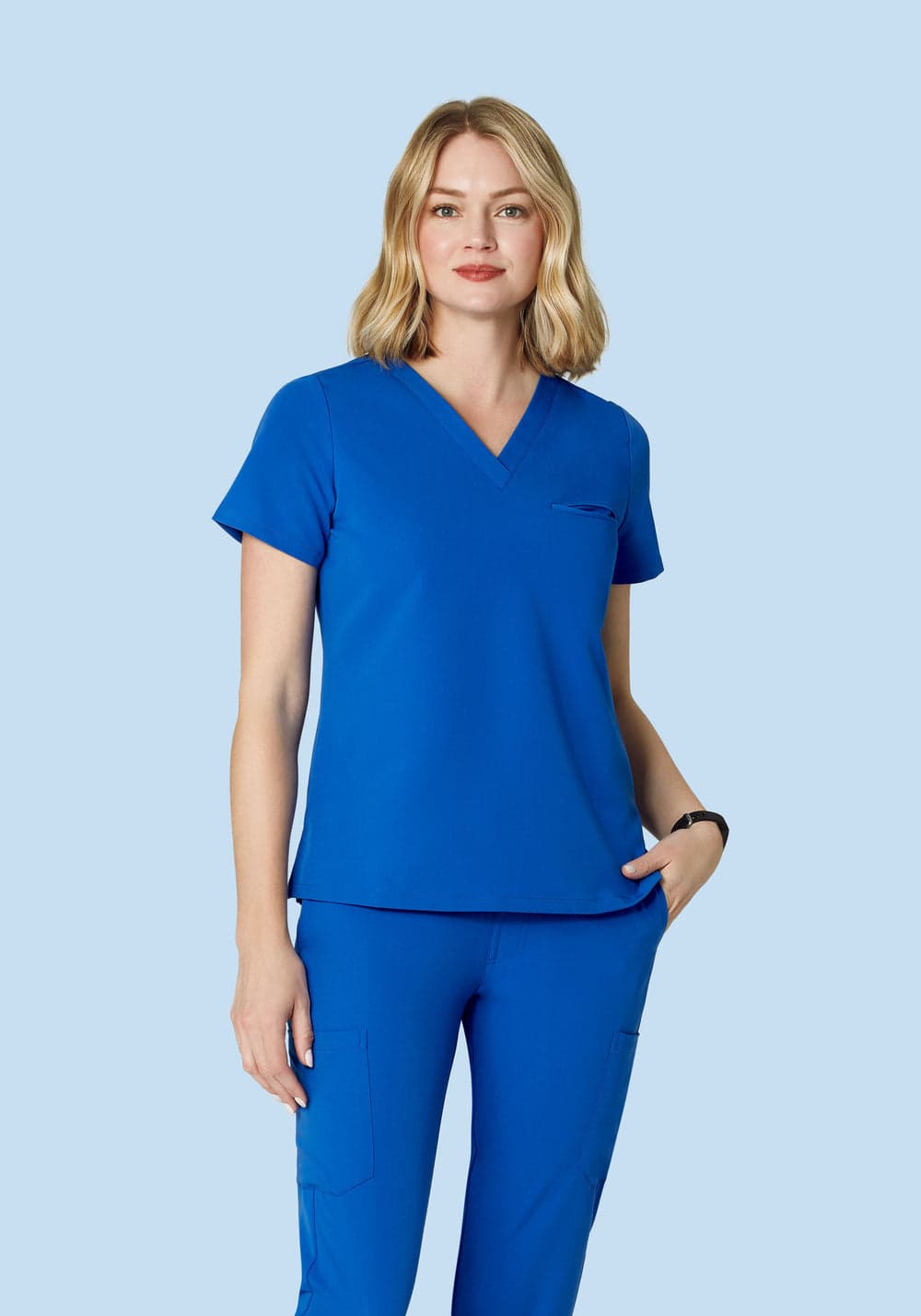 Tek Cepli Scrub Üst — Kobalt Mavisi