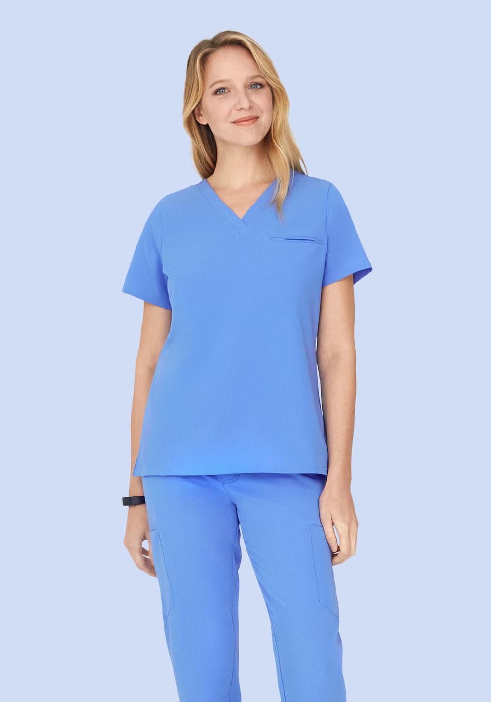 Tek Cepli Scrub Üst — Buz Mavisi