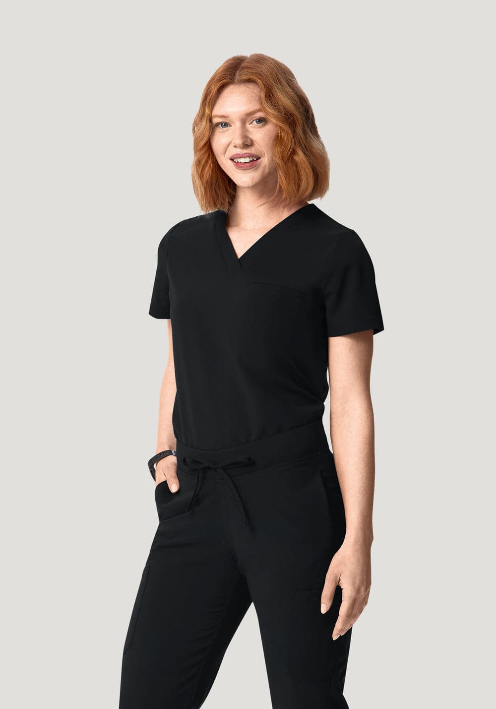 Tek Cepli Scrub Üst — Siyah