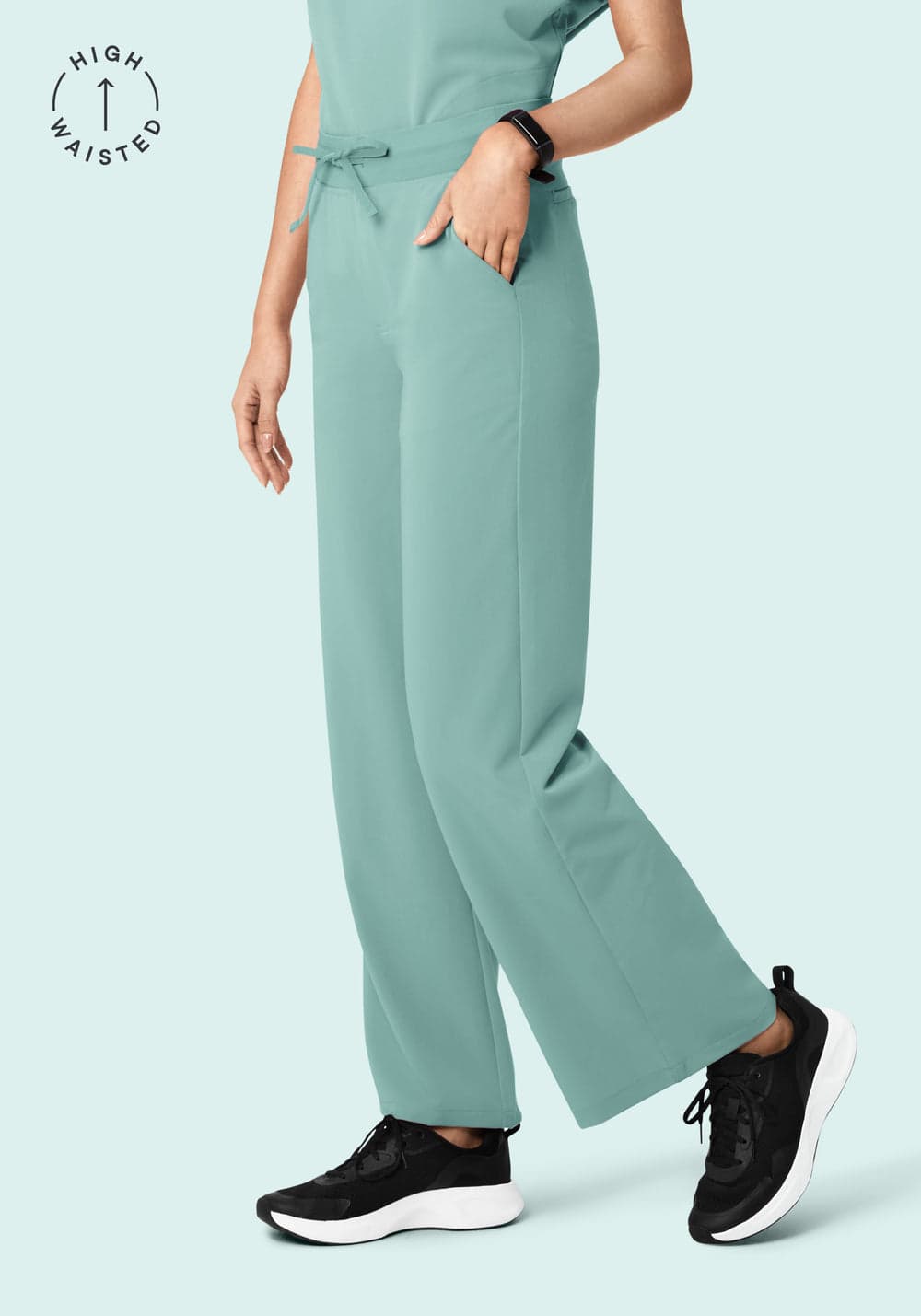 Yüksek Bel Bol Paça Scrub Pantolon — Turmalin