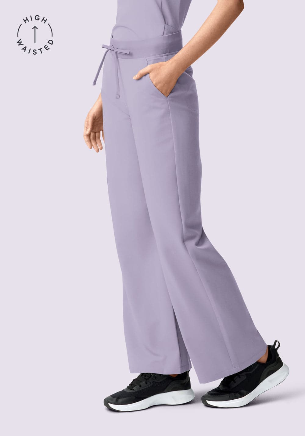 Yüksek Bel Bol Paça Scrub Pantolon — Ube Moru