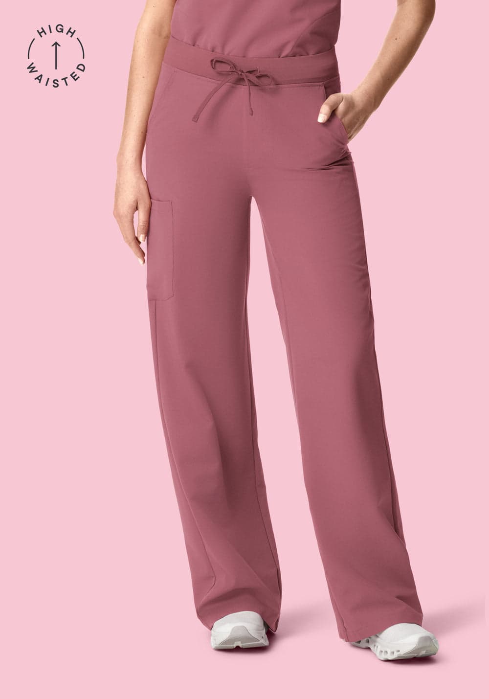 Yüksek Bel Bol Paça Scrub Pantolon — Lila