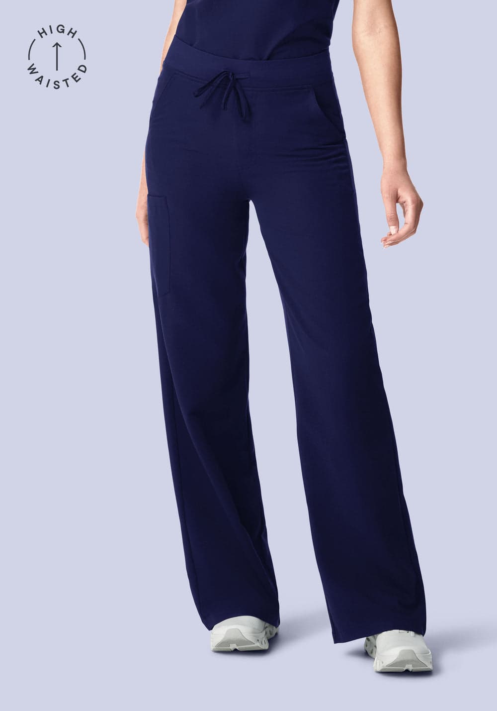 Yüksek Bel Bol Paça Scrub Pantolon — Lacivert