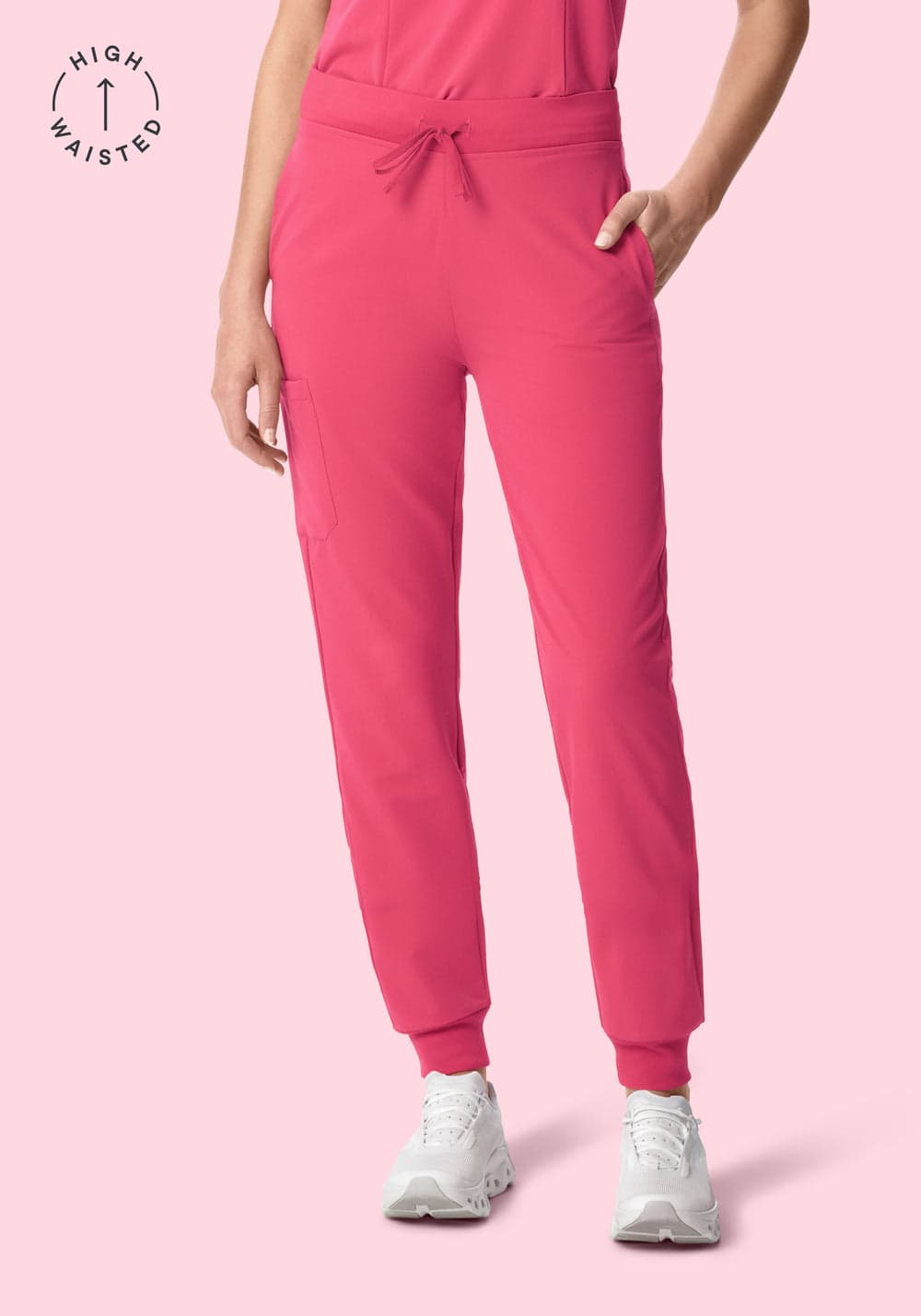 Yüksek Bel Jogger Scrub Pantolon — Karmen Kırmızısı