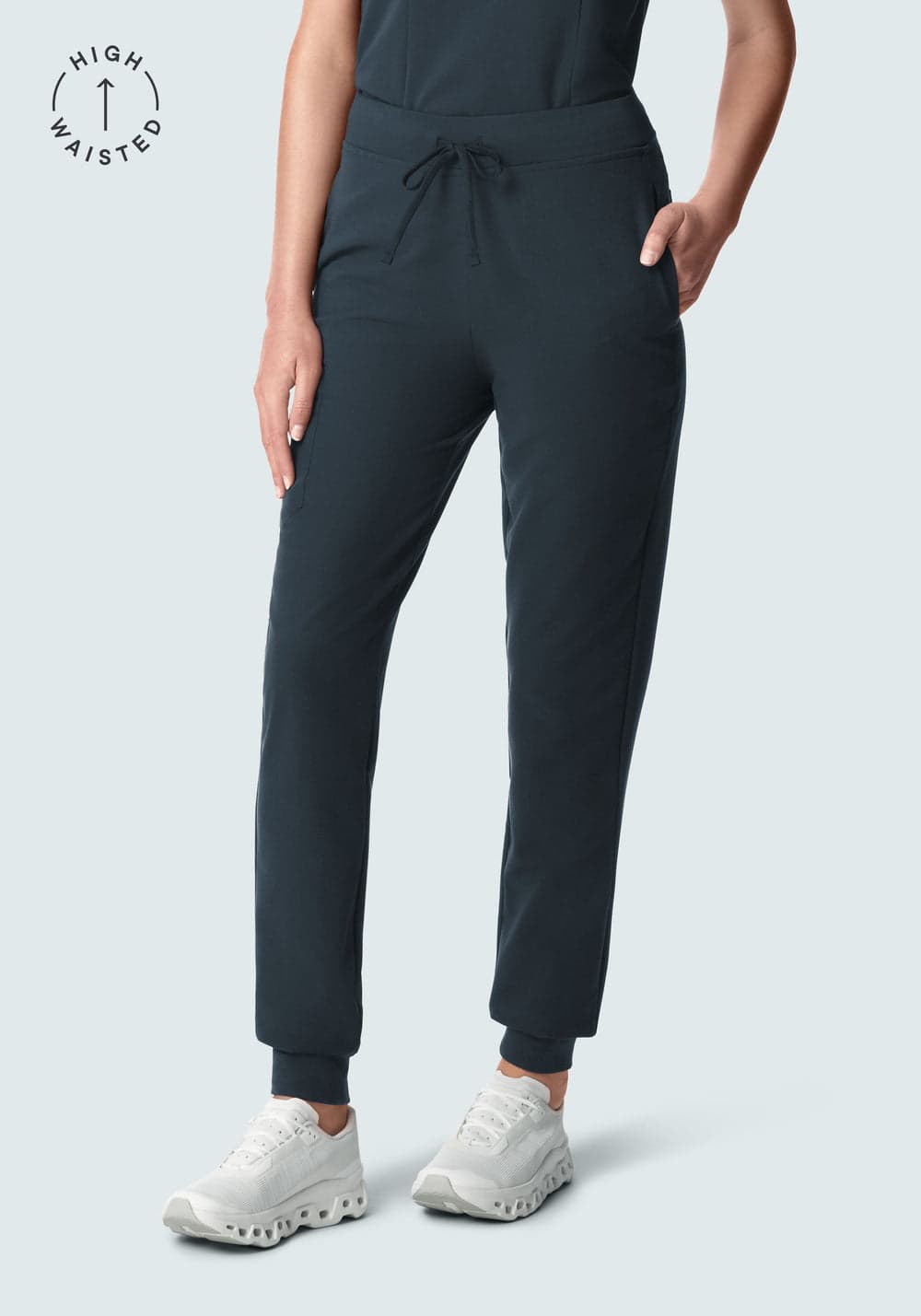Yüksek Bel Jogger Scrub Pantolon — Koyu Petrol