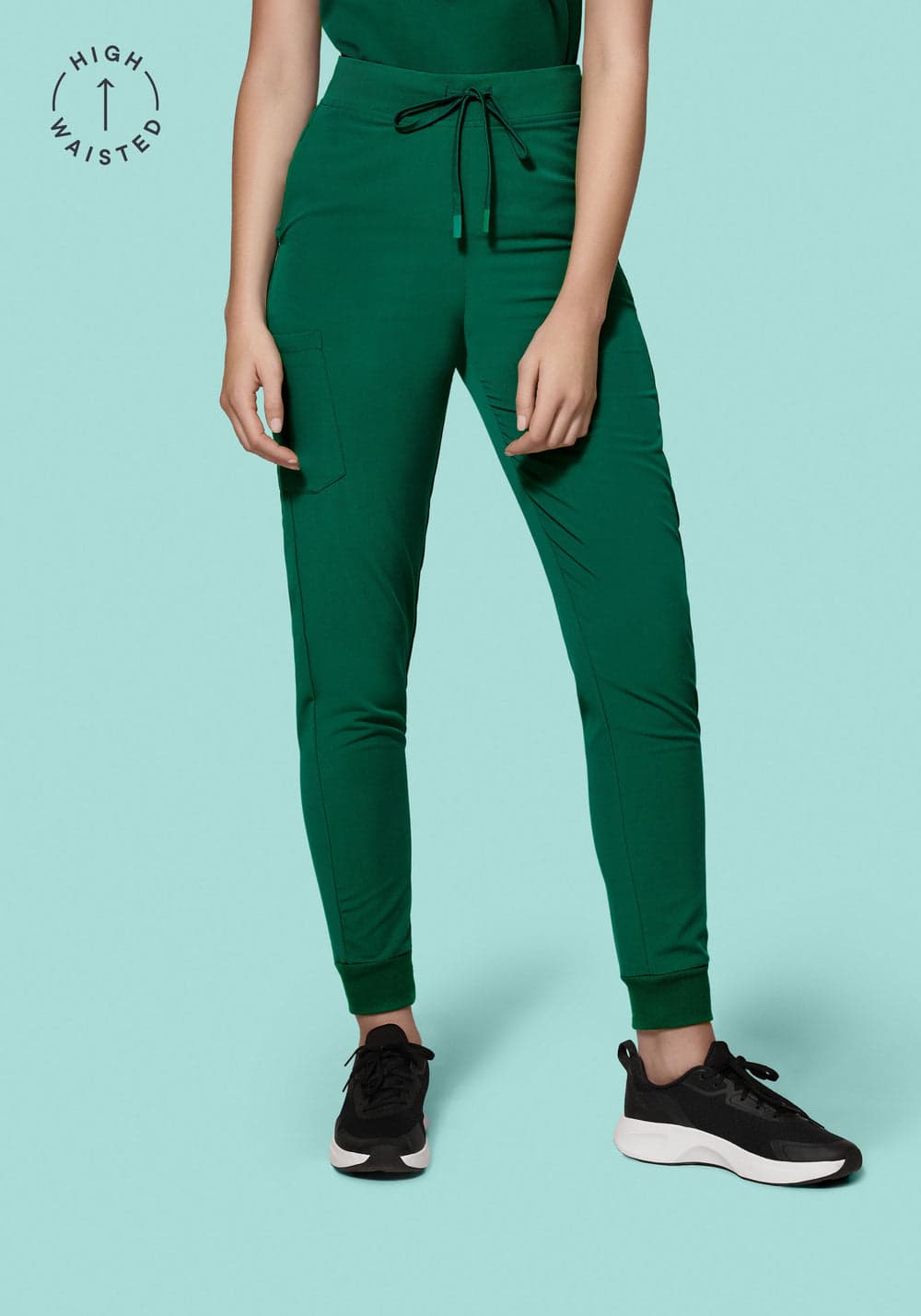 Yüksek Bel Jogger Scrub Pantolon — Avcı Yeşili