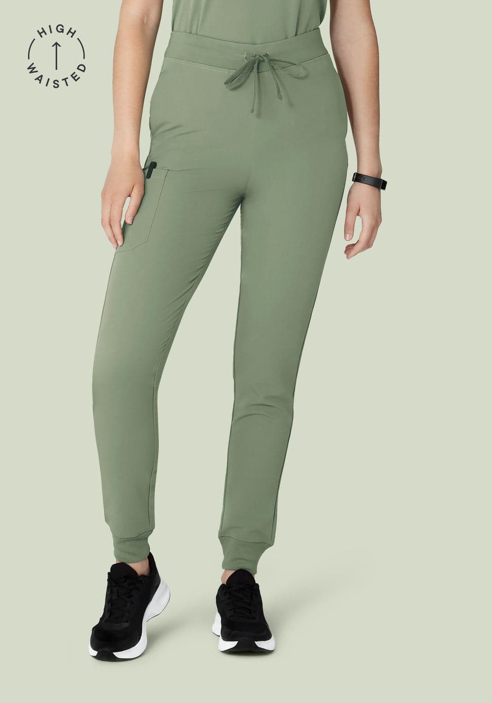 Yüksek Bel Jogger Scrub Pantolon — Soğuk Adaçayı