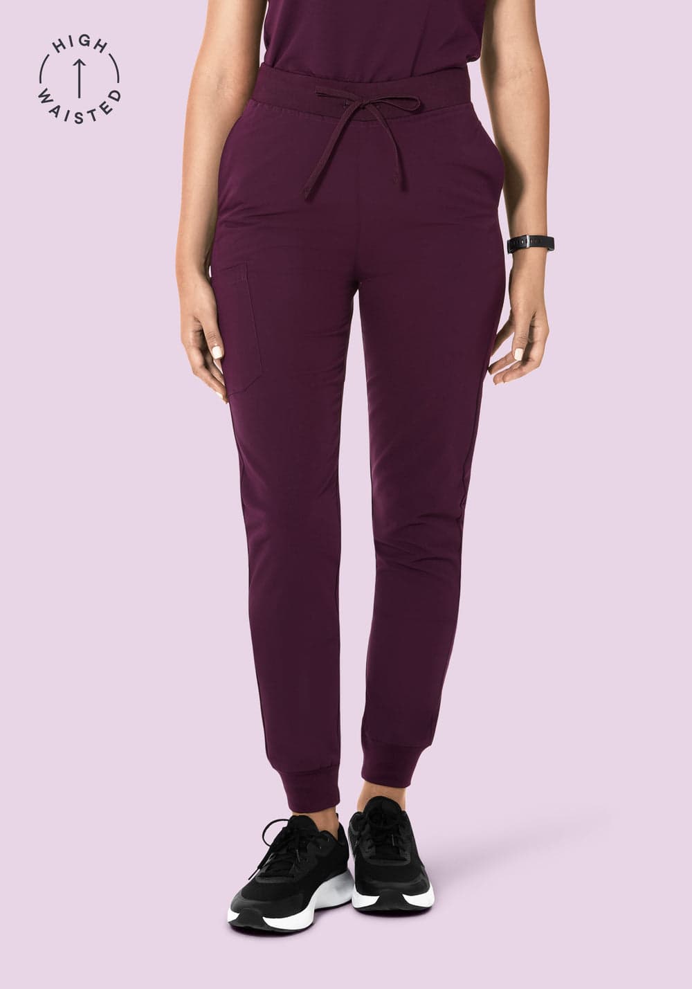Yüksek Bel Jogger Scrub Pantolon — Açai Moru