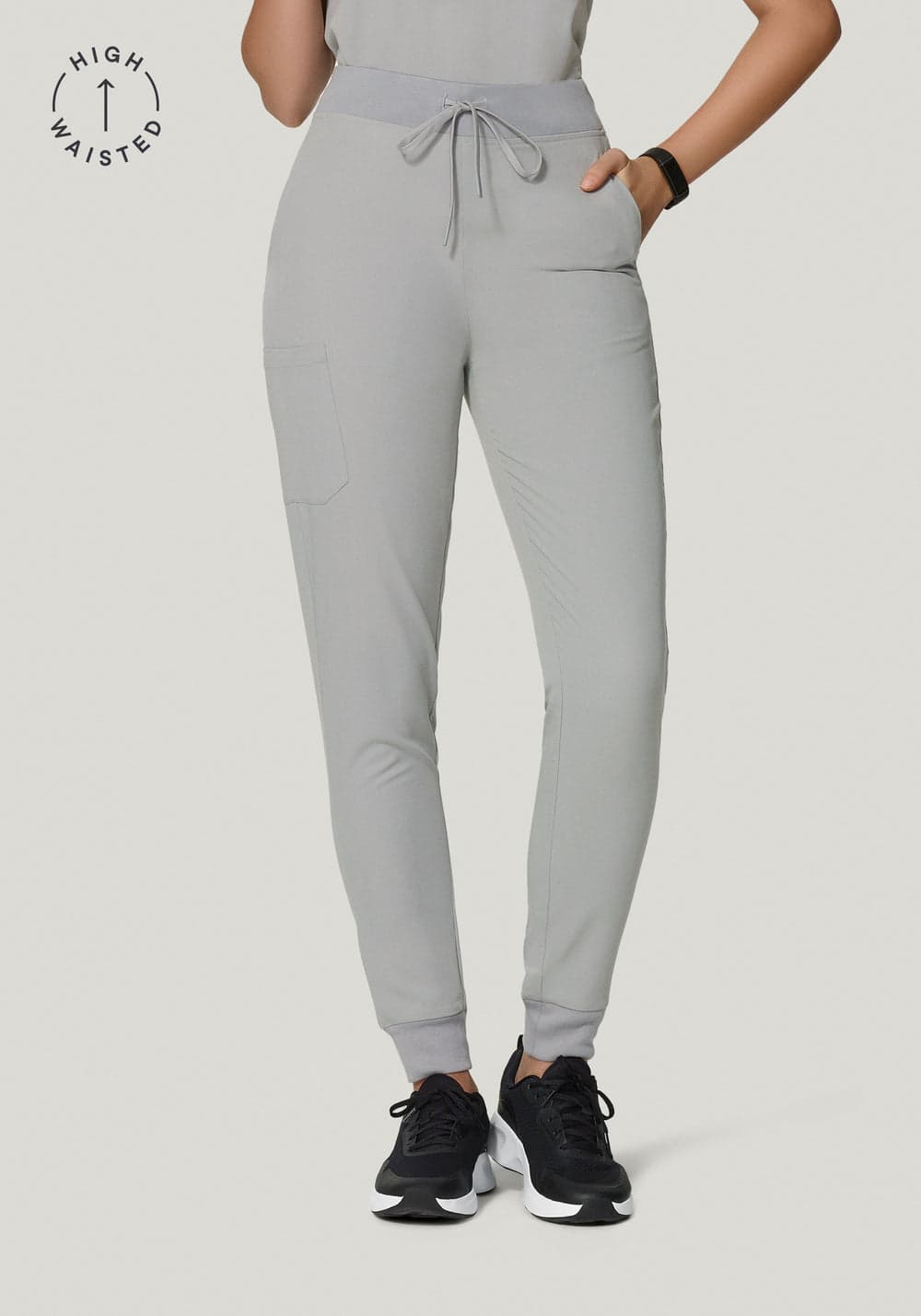 Yüksek Bel Jogger Scrub Pantolon — Bulut Grisi