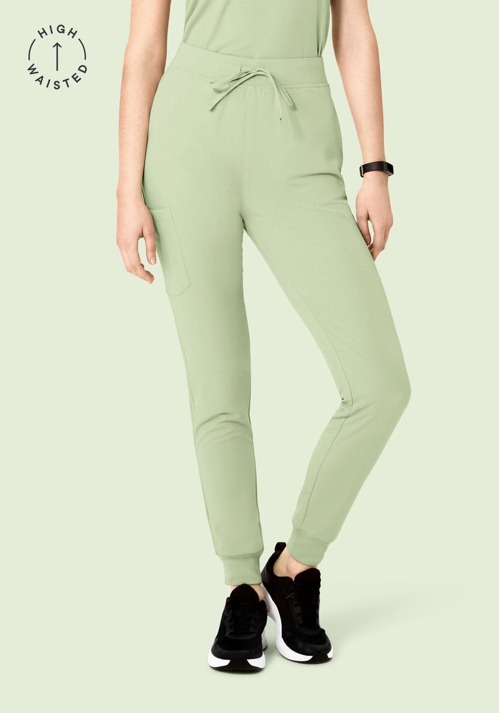 Yüksek Bel Jogger Scrub Pantolon — Matcha Yeşili
