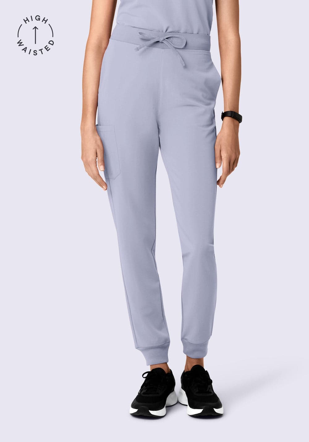 Yüksek Bel Jogger Scrub Pantolon — Mor Salkım