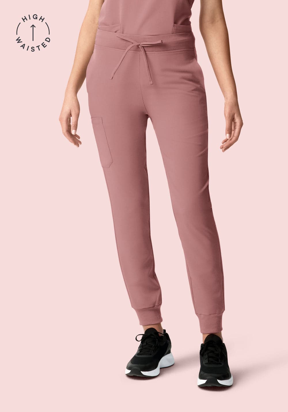 Yüksek Bel Jogger Scrub Pantolon — Kızıl Kahve