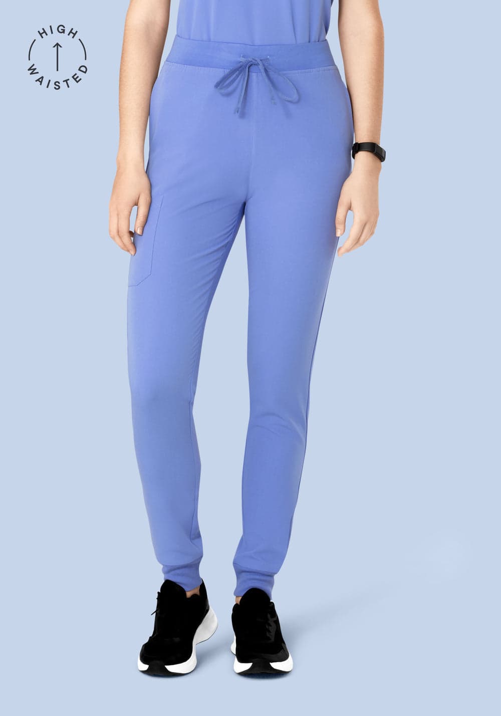 Yüksek Bel Jogger Scrub Pantolon — Fransız Mavisi