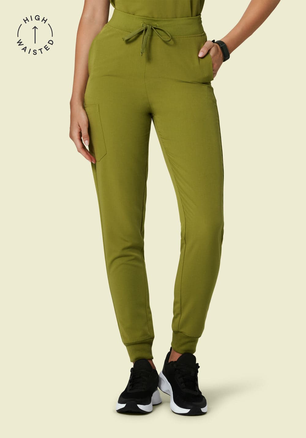 Yüksek Bel Jogger Scrub Pantolon — Avokado