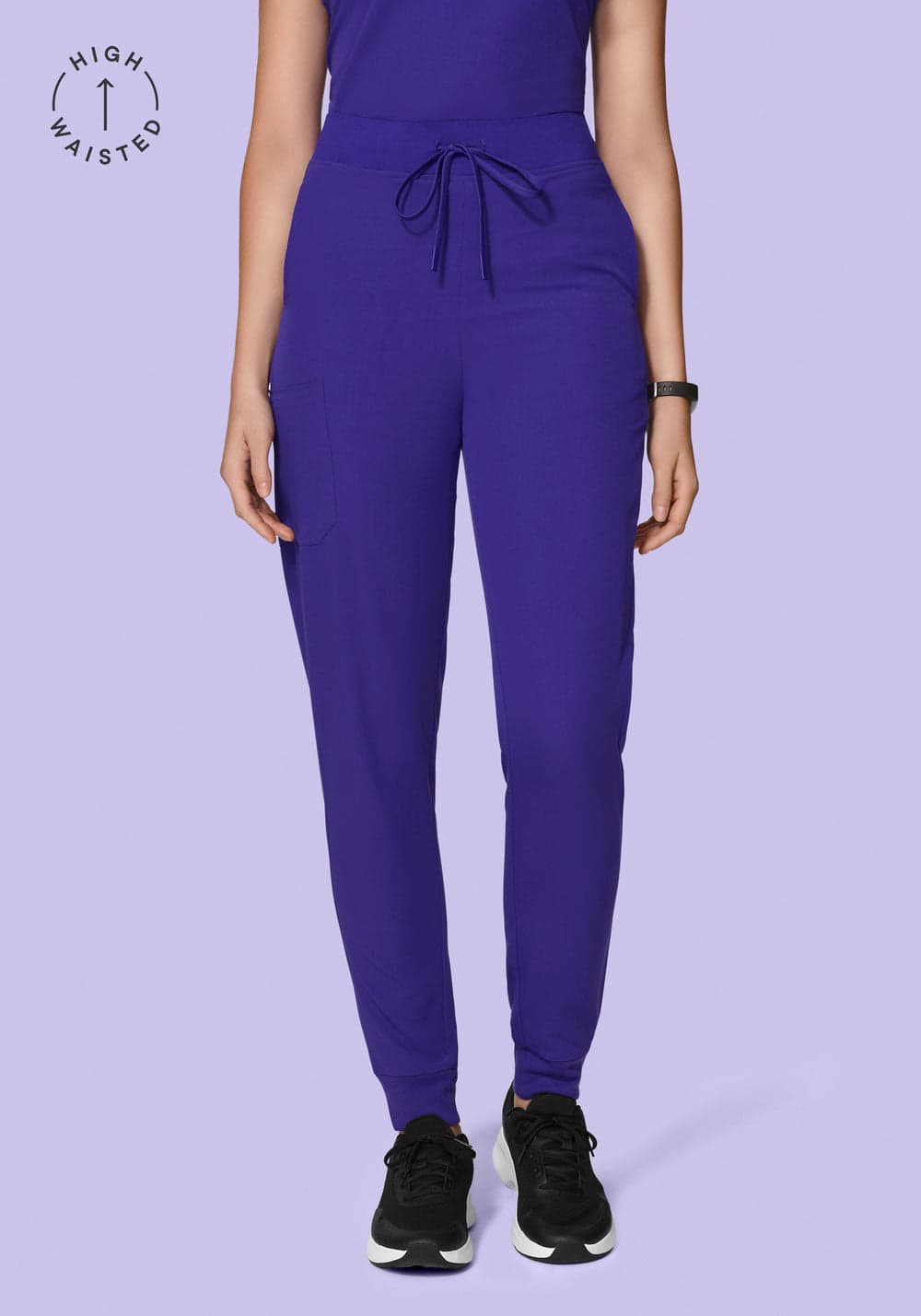 Yüksek Bel Jogger Scrub Pantolon — Üzüm Moru