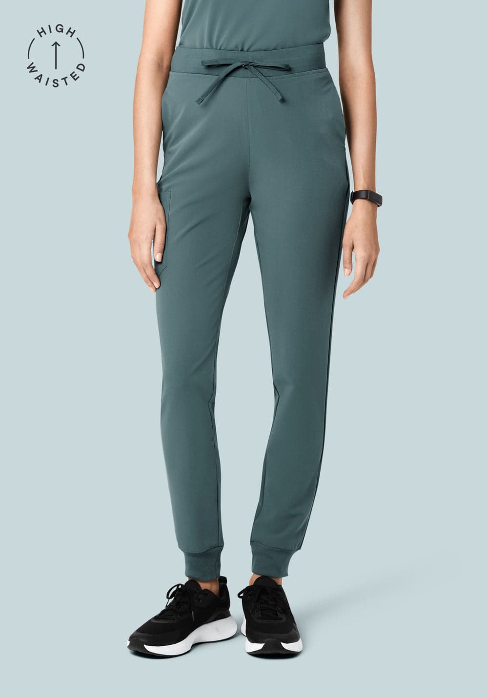 Yüksek Bel Jogger Scrub Pantolon — Fırtına Grisi