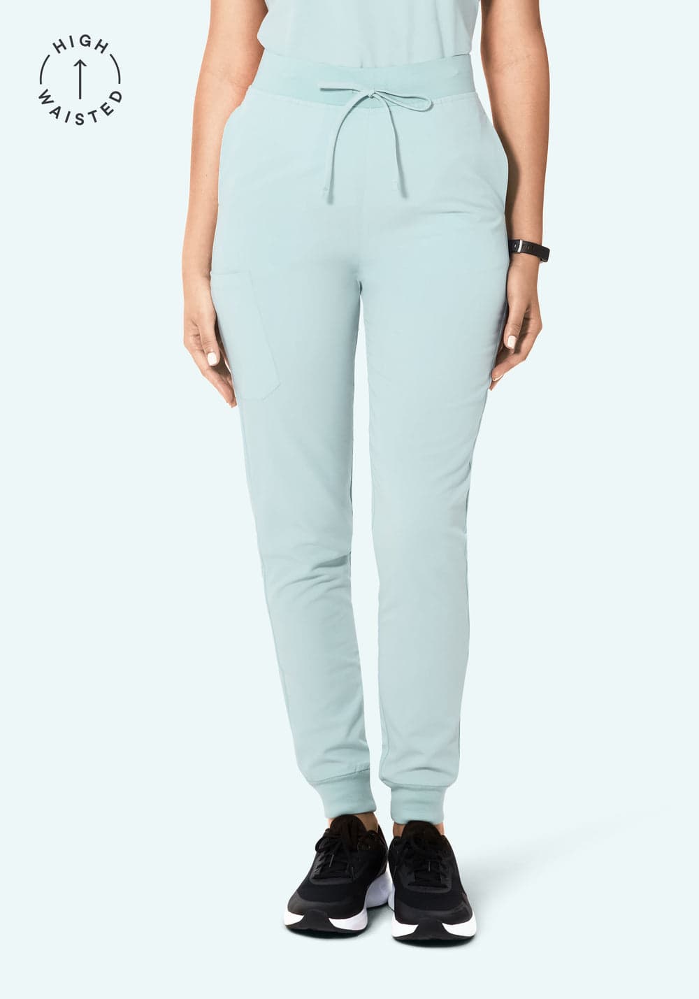 Yüksek Bel Jogger Scrub Pantolon — Açık Mavi