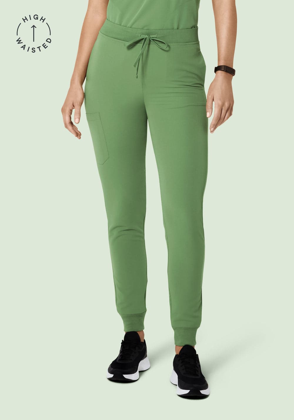 Yüksek Bel Jogger Scrub Pantolon — Ela Yeşili