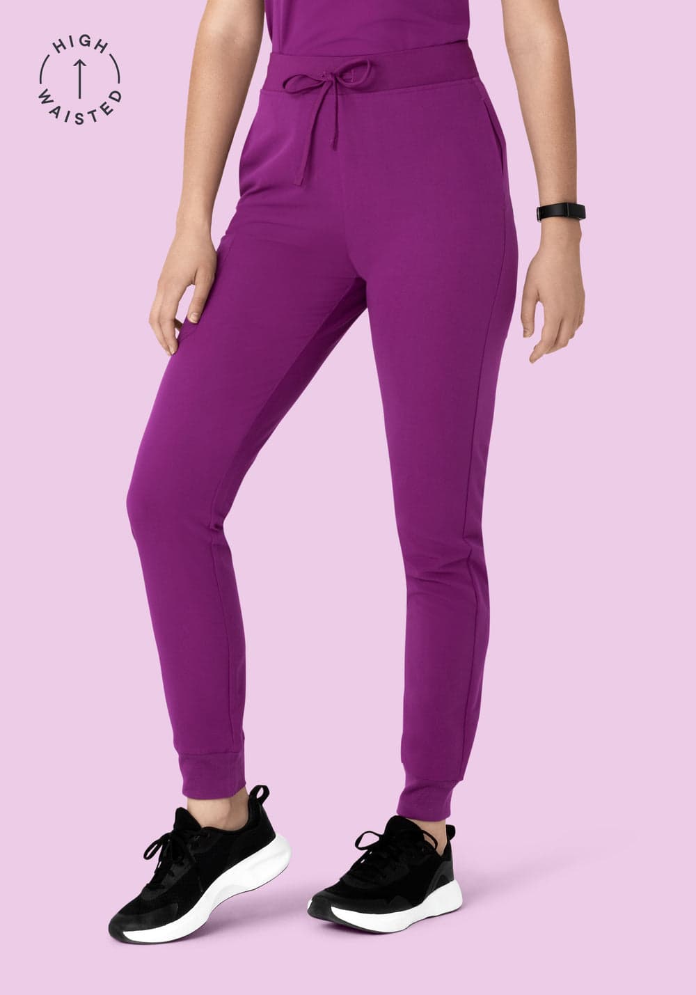 Yüksek Bel Jogger Scrub Pantolon — Koyu Orkide