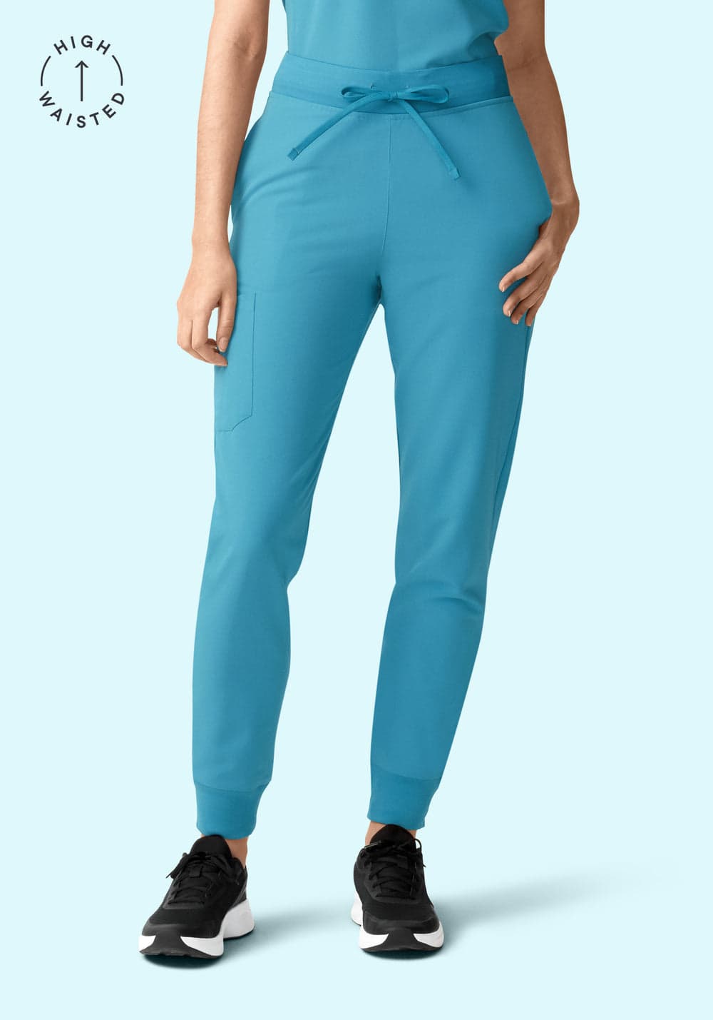 Yüksek Bel Jogger Scrub Pantolon — Dalga Mavisi