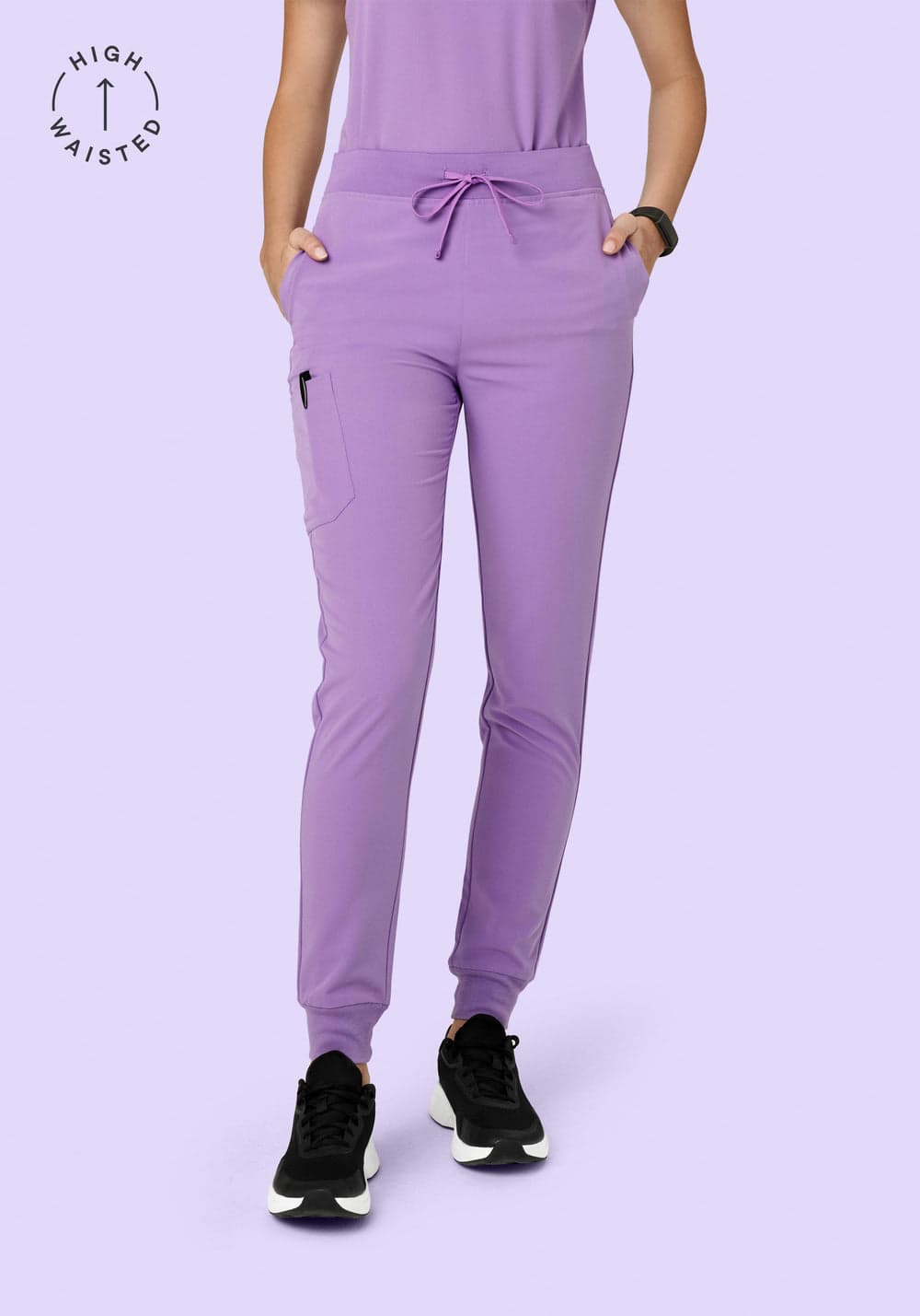 Yüksek Bel Jogger Scrub Pantolon — Lavanta
